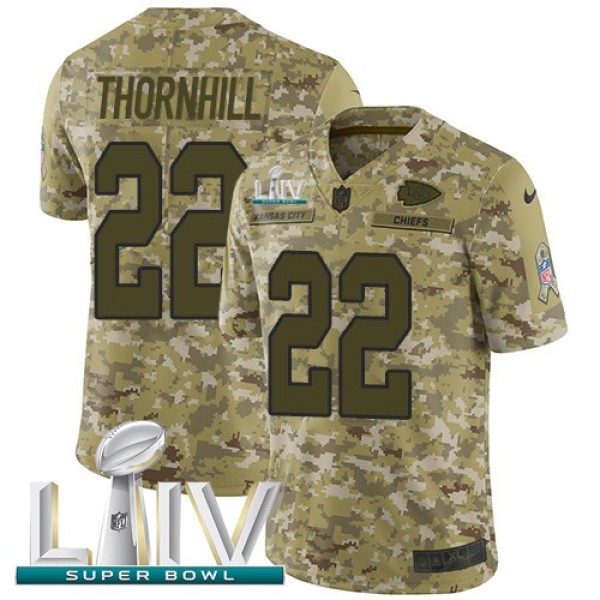 Nike Chiefs #22 Juan Thornhill Camo Super Bowl LIV 2020 Men's Stitched NFL Limited 2018 Salute To Service Jersey