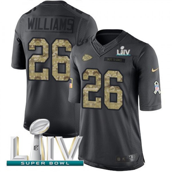 Nike Chiefs #26 Damien Williams Black Super Bowl LIV 2020 Men's Stitched NFL Limited 2016 Salute to Service Jersey