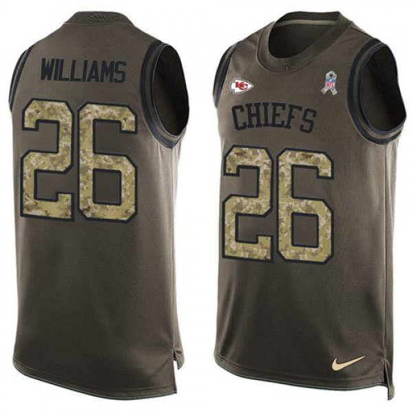 Nike Chiefs #26 Damien Williams Green Men's Stitched NFL Limited Salute To Service Tank Top Jersey