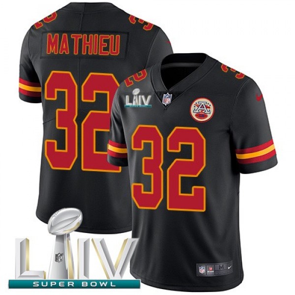 Nike Chiefs #32 Tyrann Mathieu Black Super Bowl LIV 2020 Men's Stitched NFL Limited Rush Jersey