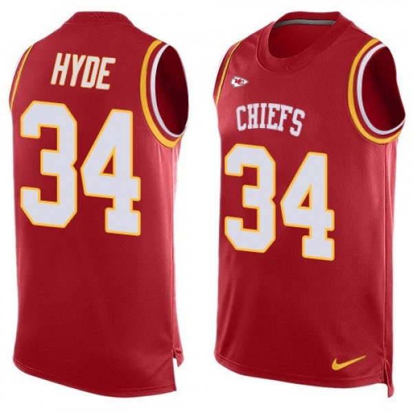 Nike Chiefs #34 Carlos Hyde Red Team Color Men's Stitched NFL Limited Tank Top Jersey