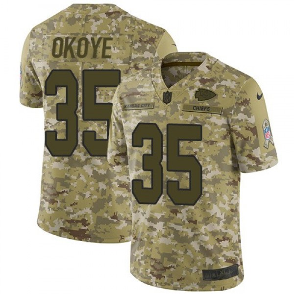 Nike Chiefs #35 Christian Okoye Camo Men's Stitched NFL Limited 2018 Salute To Service Jersey