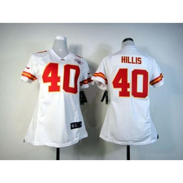 Women's Chiefs #40 Peyton Hillis White Stitched NFL Elite Jersey