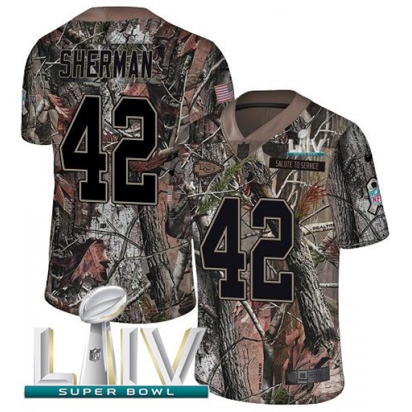 Nike Chiefs #42 Anthony Sherman Camo Super Bowl LIV 2020 Men's Stitched NFL Limited Rush Realtree Jersey