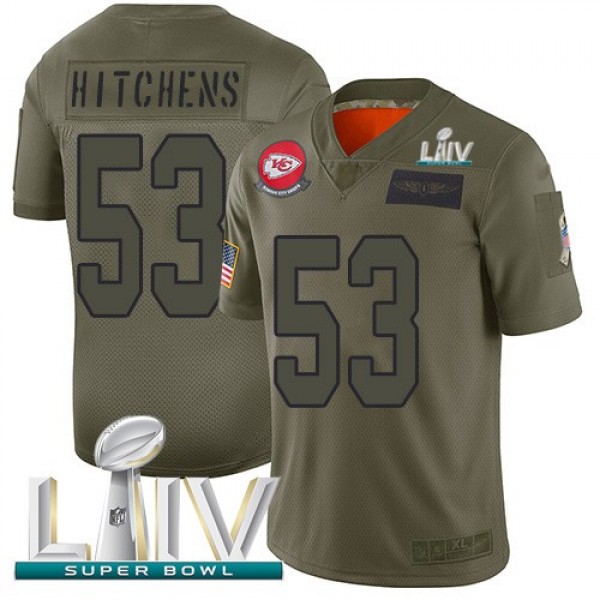 Nike Chiefs #53 Anthony Hitchens Camo Super Bowl LIV 2020 Men's Stitched NFL Limited 2019 Salute To Service Jersey