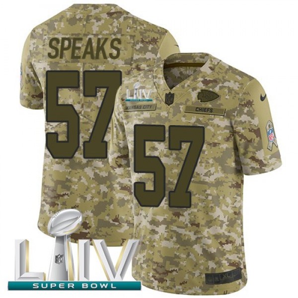 Nike Chiefs #57 Breeland Speaks Camo Super Bowl LIV 2020 Men's Stitched NFL Limited 2018 Salute To Service Jersey