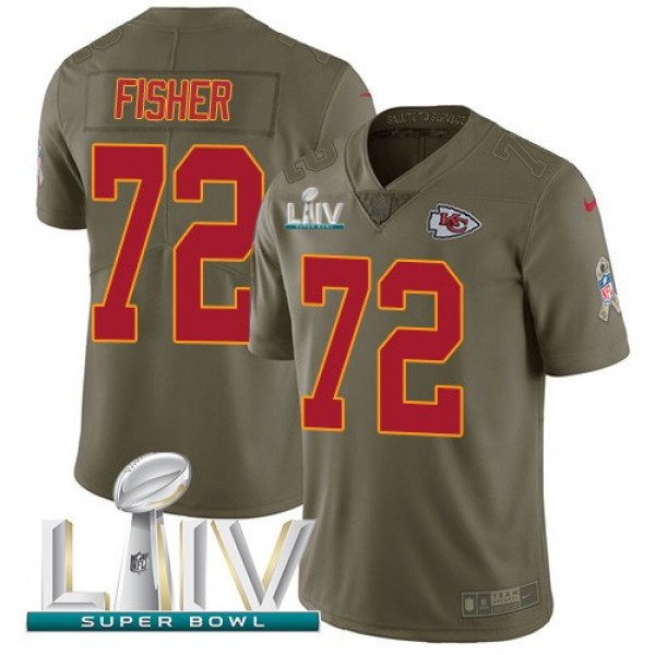 Nike Chiefs #72 Eric Fisher Olive Super Bowl LIV 2020 Men's Stitched NFL Limited 2017 Salute To Service Jersey