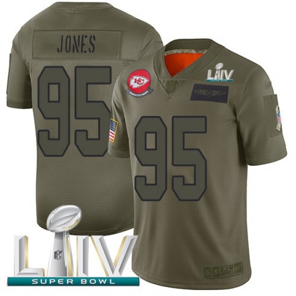 Nike Chiefs #95 Chris Jones Camo Super Bowl LIV 2020 Men's Stitched NFL Limited 2019 Salute To Service Jersey