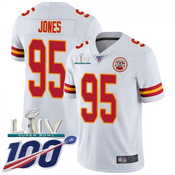 Nike Chiefs #95 Chris Jones White Super Bowl LIV 2020 Men's Stitched NFL 100th Season Vapor Untouchable Limited Jersey