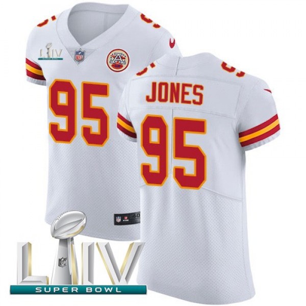 Nike Chiefs #95 Chris Jones White Super Bowl LIV 2020 Men's Stitched NFL New Elite Jersey