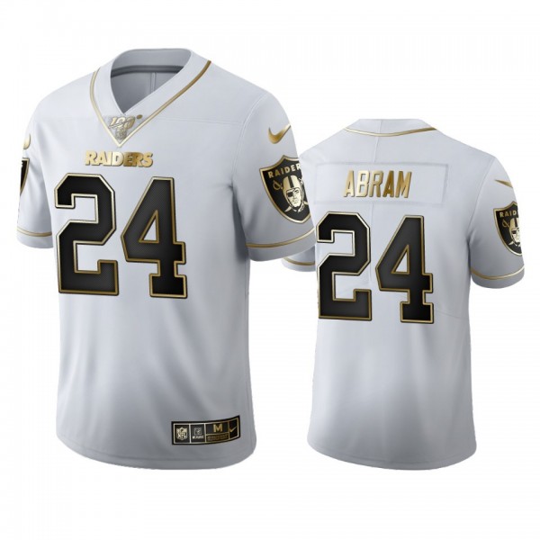 Las Vegas Raiders #24 Johnathan Abram Men's Nike White Golden Edition Vapor Limited NFL 100 Jersey