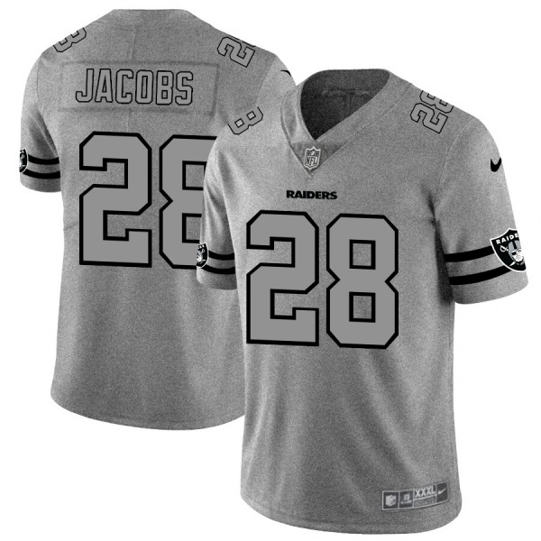 Las Vegas Raiders #28 Josh Jacobs Men's Nike Gray Gridiron II Vapor Untouchable Limited NFL Jersey