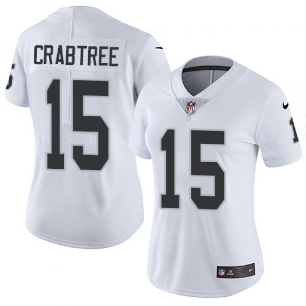 Women's Raiders #15 Michael Crabtree White Stitched NFL Vapor Untouchable Limited Jersey