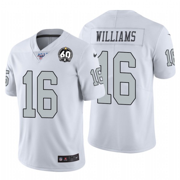 Nike Raiders #16 Tyrell Williams White 60th Anniversary Patch Men's Stitched NFL 100 Limited Color Rush Jersey