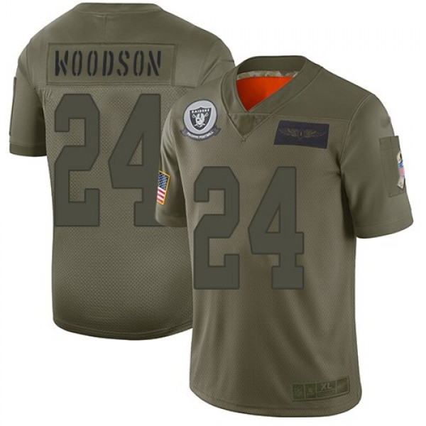Nike Raiders #24 Charles Woodson Camo Men's Stitched NFL Limited 2019 Salute To Service Jersey