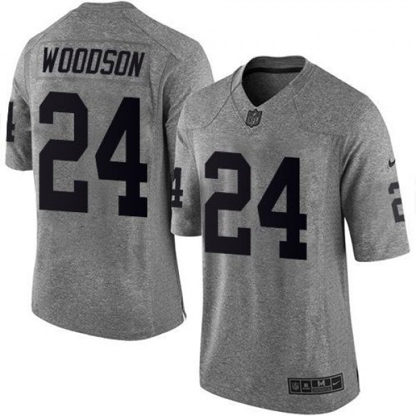 Nike Raiders #24 Charles Woodson Gray Men's Stitched NFL Limited Gridiron Gray Jersey