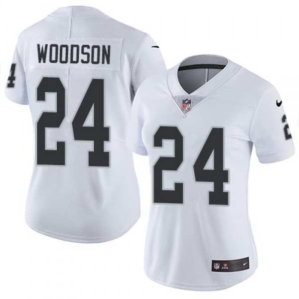 Women's Raiders #24 Charles Woodson White Stitched NFL Vapor Untouchable Limited Jersey