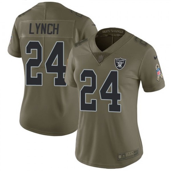 Women's Raiders #24 Marshawn Lynch Olive Stitched NFL Limited 2017 Salute to Service Jersey