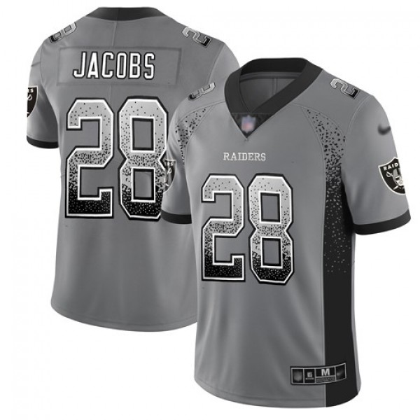 Nike Raiders #28 Josh Jacobs Gray Men's Stitched NFL Limited Rush Drift Fashion Jersey