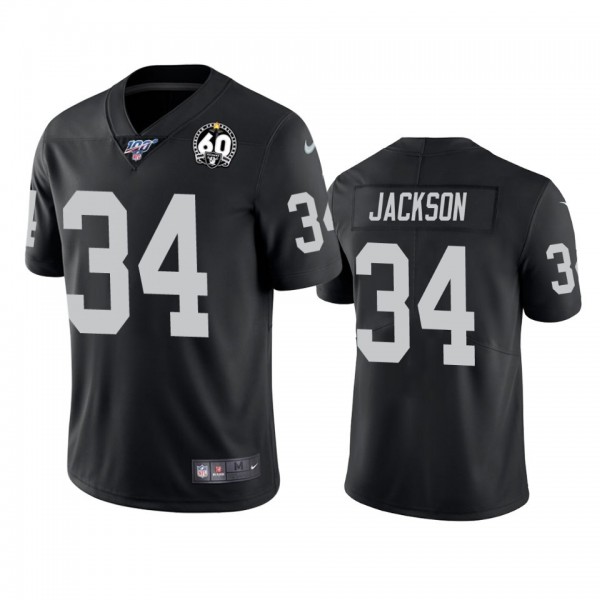Nike Raiders #34 Bo Jackson Black 60th Anniversary Vapor Limited Stitched NFL 100th Season Jersey