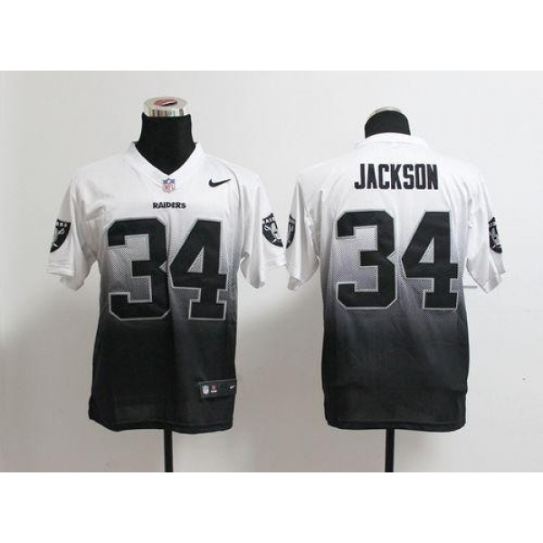 Nike Raiders #34 Bo Jackson White/Black Men's Stitched NFL Elite Fadeaway Fashion Jersey