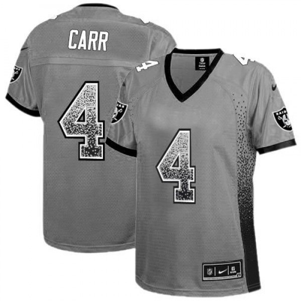 Women's Raiders #4 Derek Carr Grey Stitched NFL Elite Drift Jersey