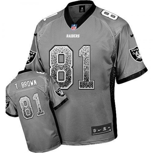 Nike Raiders #81 Tim Brown Grey Men's Stitched NFL Elite Drift Fashion Jersey