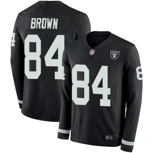 Nike Raiders #84 Antonio Brown Black Team Color Men's Stitched NFL Limited Therma Long Sleeve Jersey