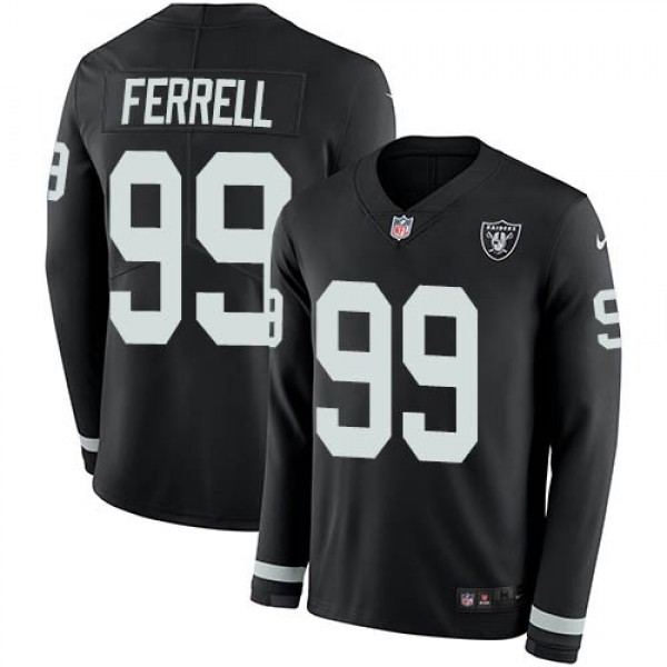 Nike Raiders #99 Clelin Ferrell Black Team Color Men's Stitched NFL Limited Therma Long Sleeve Jersey