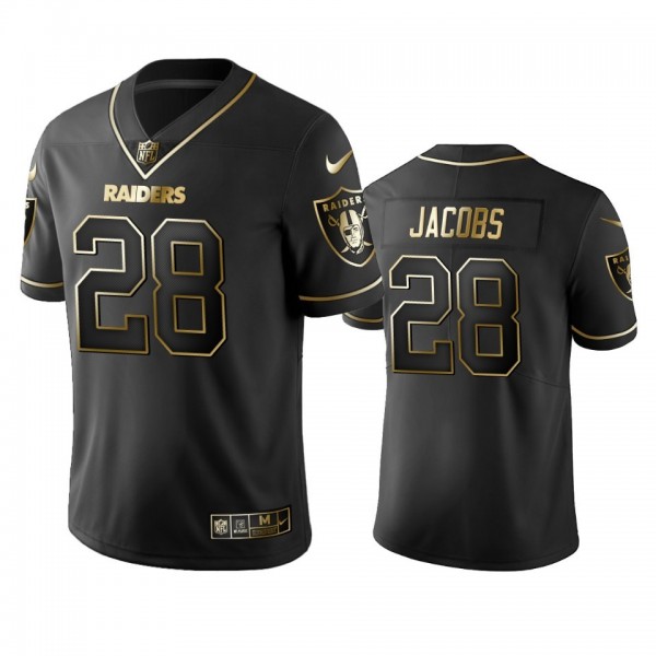 Raiders #28 Josh Jacobs Men's Stitched NFL Vapor Untouchable Limited Black Golden Jersey