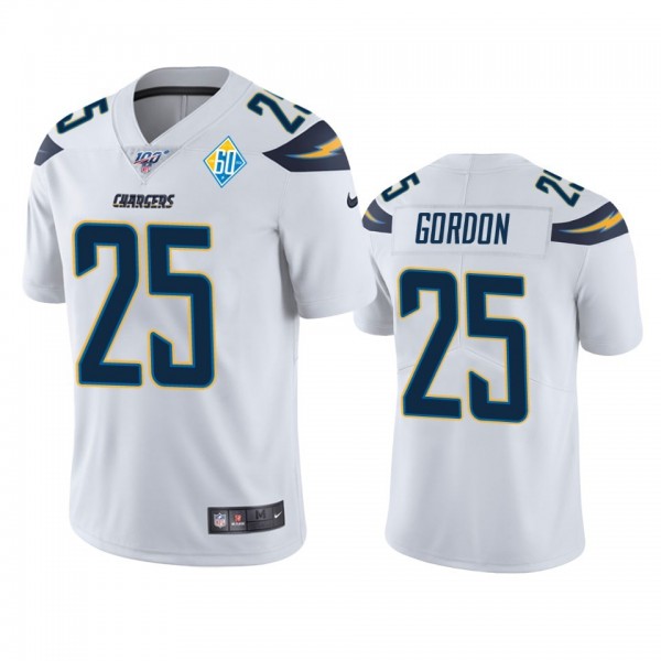 Los Angeles Chargers #25 Melvin Gordon White 60th Anniversary Vapor Limited NFL Jersey