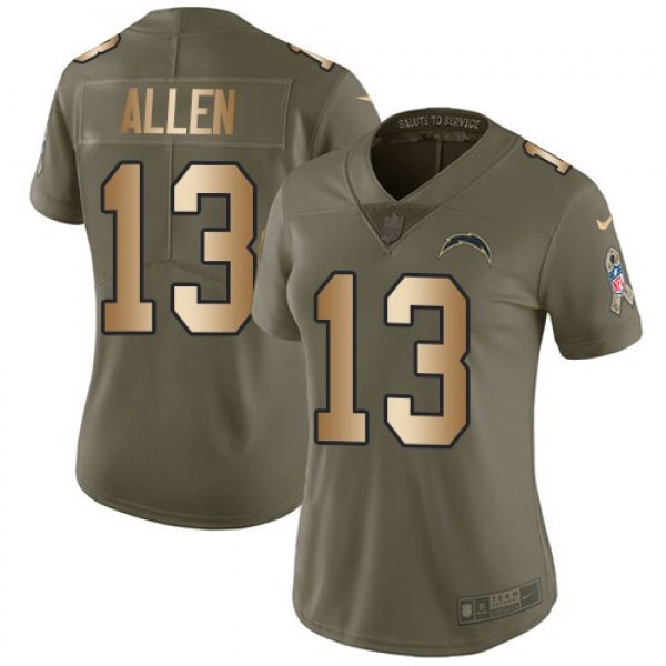 Women's Chargers #13 Keenan Allen Olive Gold Stitched NFL Limited 2017 Salute to Service Jersey