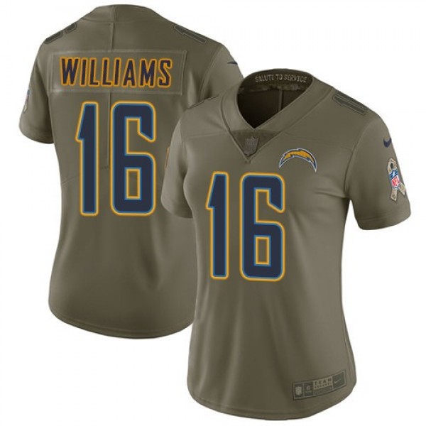Women's Chargers #16 Tyrell Williams Olive Stitched NFL Limited 2017 Salute to Service Jersey