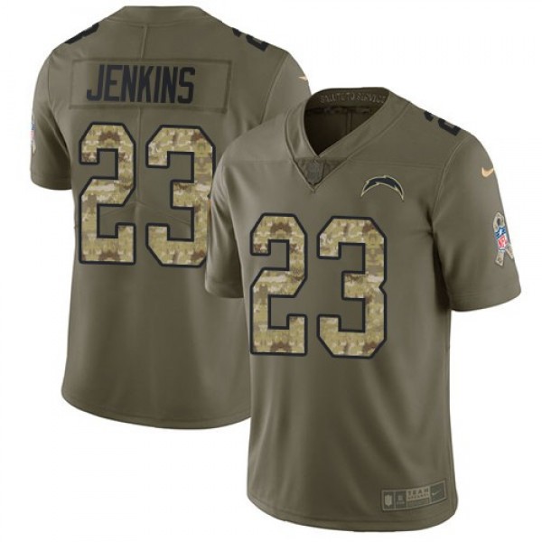 Nike Chargers #23 Rayshawn Jenkins Olive/Camo Men's Stitched NFL Limited 2017 Salute To Service Jersey