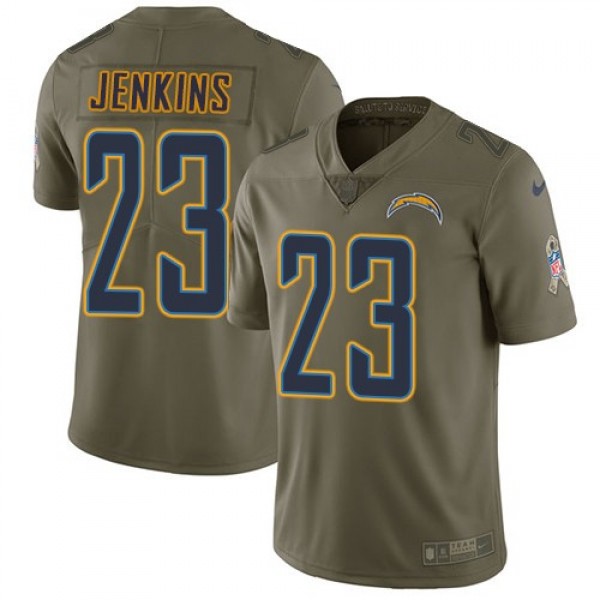 Nike Chargers #23 Rayshawn Jenkins Olive Men's Stitched NFL Limited 2017 Salute To Service Jersey