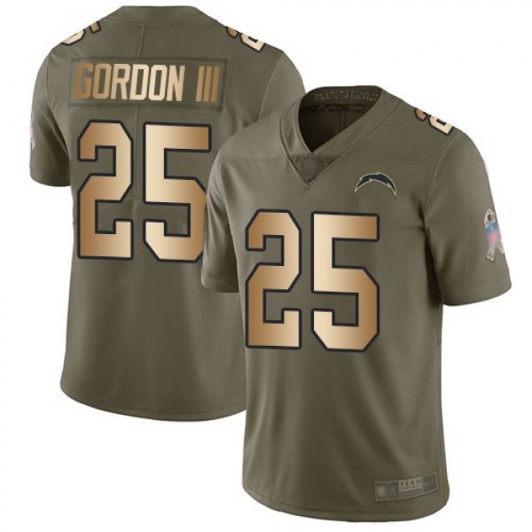 Nike Chargers #25 Melvin Gordon III Olive/Gold Men's Stitched NFL Limited 2017 Salute To Service Jersey