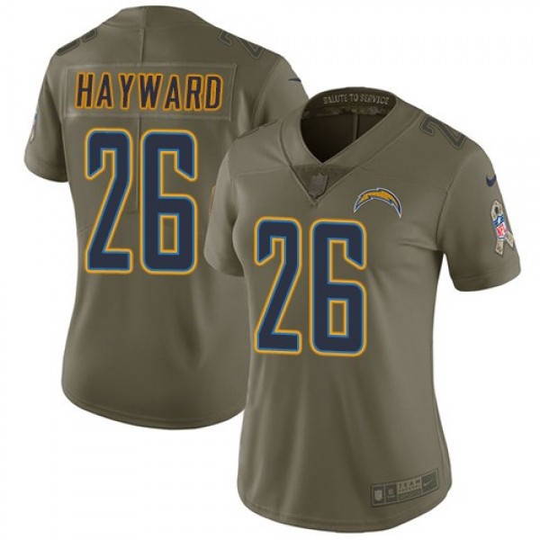 Women's Chargers #26 Casey Hayward Olive Stitched NFL Limited 2017 Salute to Service Jersey