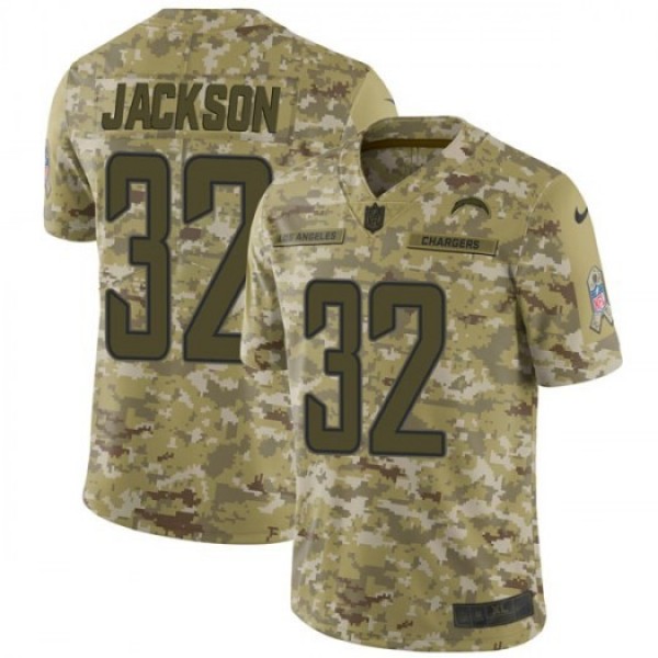 Nike Chargers #32 Justin Jackson Camo Men's Stitched NFL Limited 2018 Salute To Service Jersey