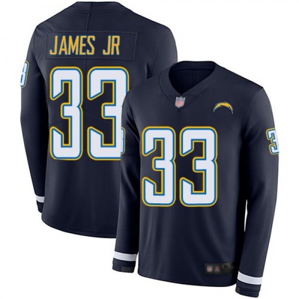 Nike Chargers #33 Derwin James Jr Navy Blue Team Color Men's Stitched NFL Limited Therma Long Sleeve Jersey