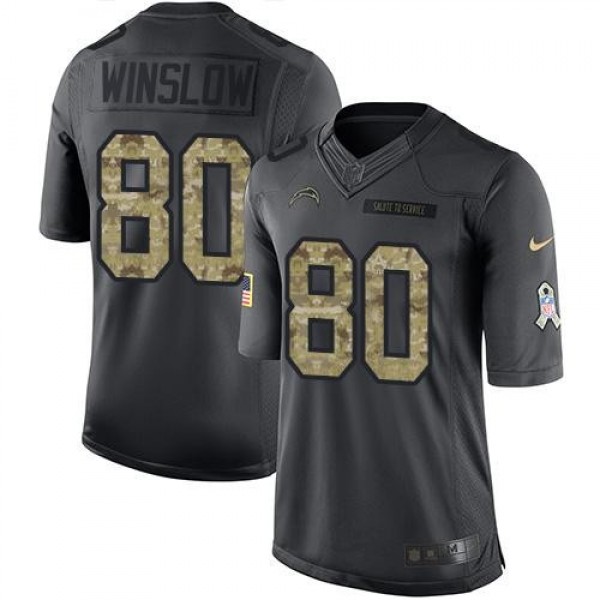Nike Chargers #80 Kellen Winslow Black Men's Stitched NFL Limited 2016 Salute to Service Jersey