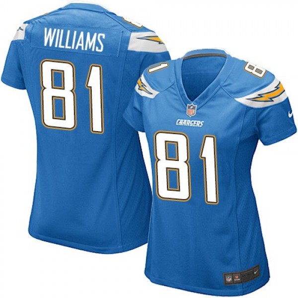 Women's Chargers #81 Mike Williams Electric Blue Alternate Stitched NFL New Elite Jersey