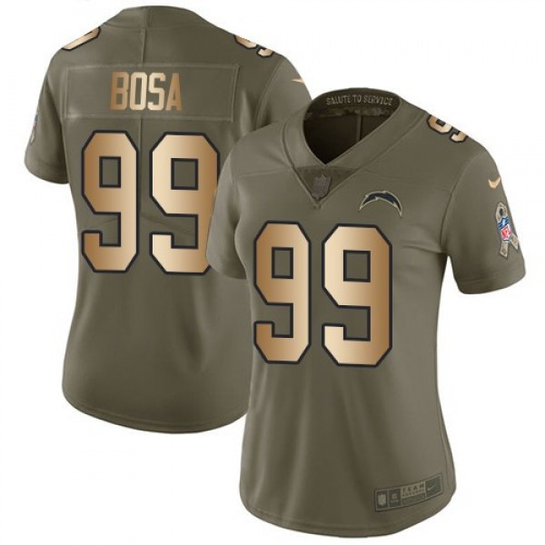Women's Chargers #99 Joey Bosa Olive Gold Stitched NFL Limited 2017 Salute to Service Jersey