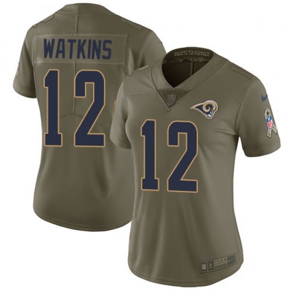 Women's Rams #12 Sammy Watkins Olive Stitched NFL Limited 2017 Salute to Service Jersey