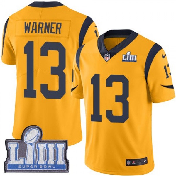 Nike Rams #13 Kurt Warner Gold Super Bowl LIII Bound Men's Stitched NFL Limited Rush Jersey