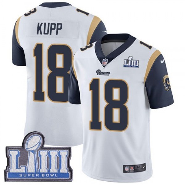 Nike Rams #18 Cooper Kupp White Super Bowl LIII Bound Men's Stitched NFL Vapor Untouchable Limited Jersey
