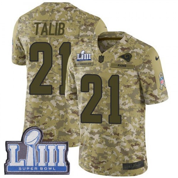 Nike Rams #21 Aqib Talib Camo Super Bowl LIII Bound Men's Stitched NFL Limited 2018 Salute To Service Jersey