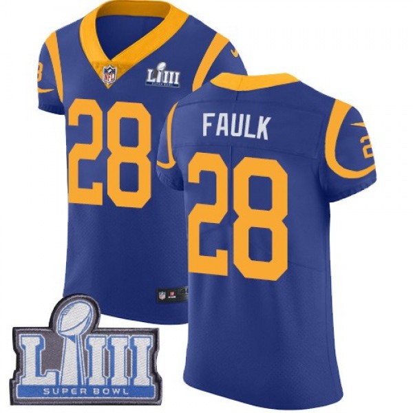 Nike Rams #28 Marshall Faulk Royal Blue Alternate Super Bowl LIII Bound Men's Stitched NFL Vapor Untouchable Elite Jersey