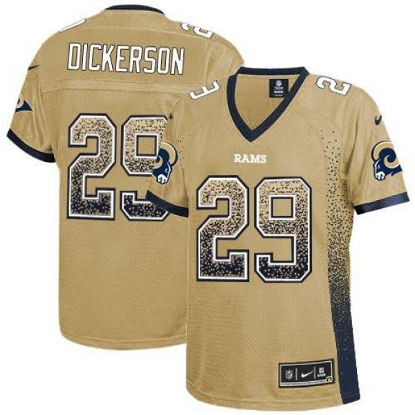 Women's Rams #29 Eric Dickerson Gold Stitched NFL Elite Drift Jersey