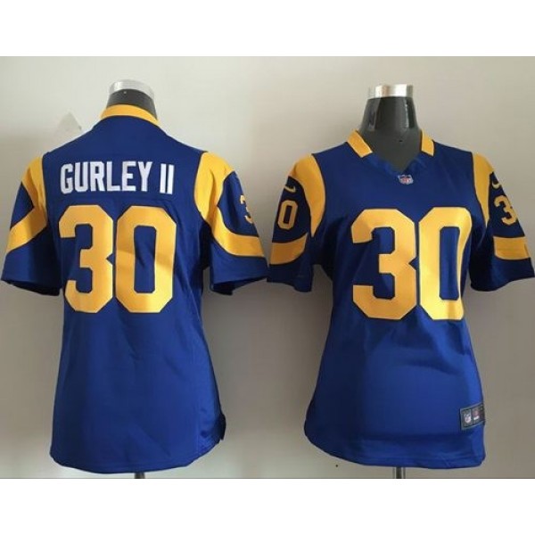 Women's Rams #30 Todd Gurley II Royal Blue Alternate Stitched NFL Elite Jersey
