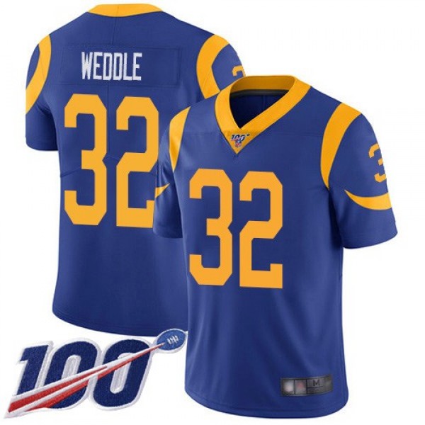 Nike Rams #32 Eric Weddle Royal Blue Alternate Men's Stitched NFL 100th Season Vapor Limited Jersey